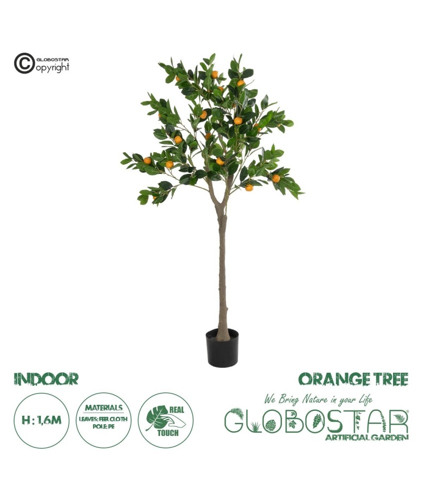 GloboStar® Artificial Garden ORANGE TREE 21109 Τεχνητό Διακοσμητικό Δέντρο Πορτοκαλιά Μ90 x Π70 x Υ160cm